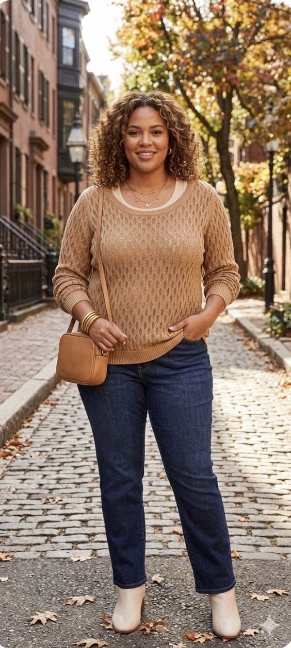 Old Navy Camel Tan Open Knit Crochet Style Sweater Boho Grandma Casual XL